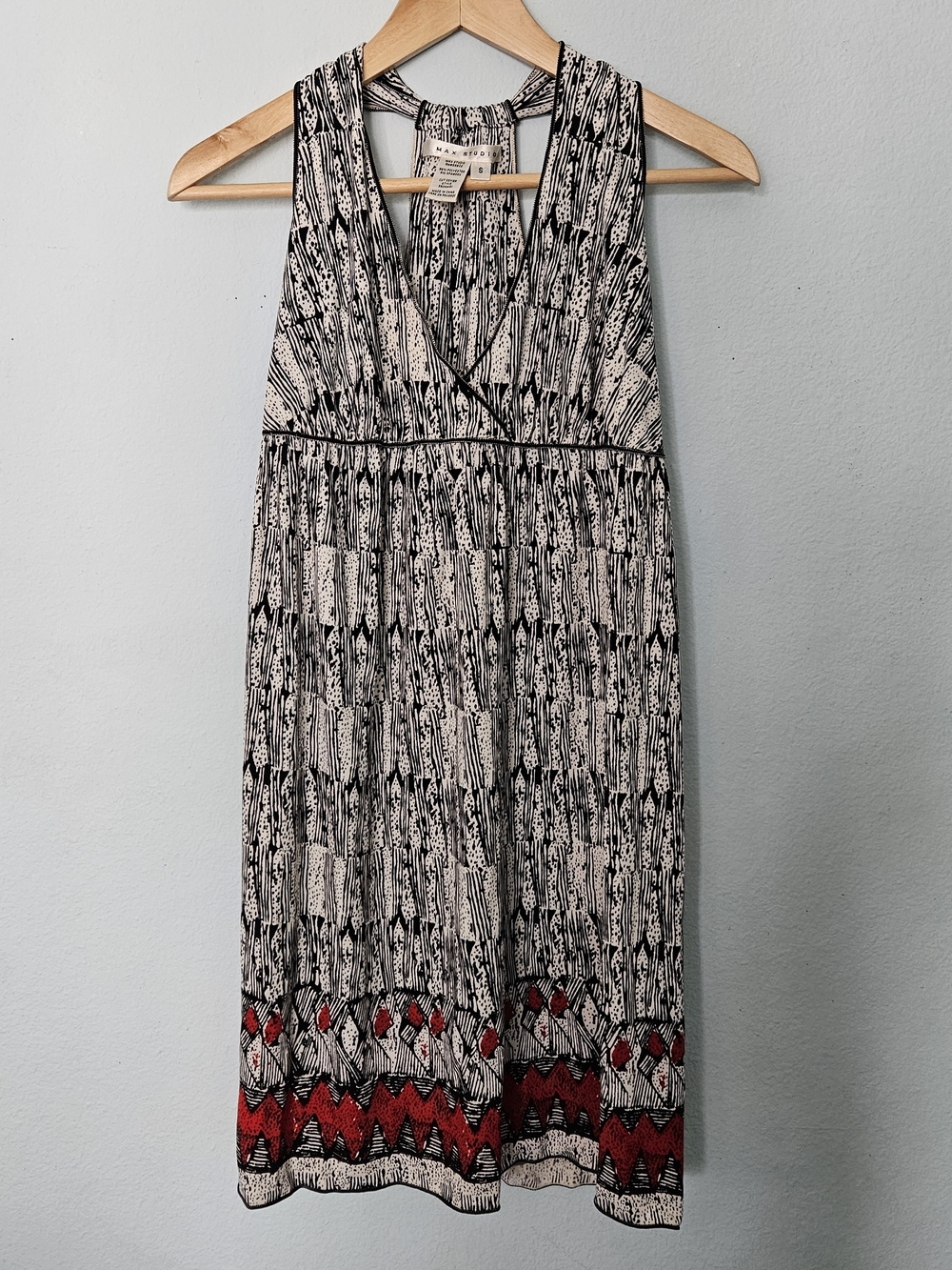 Max Studio Black & White Midi Dress with Red Hem Detail - Picture 1 of 4